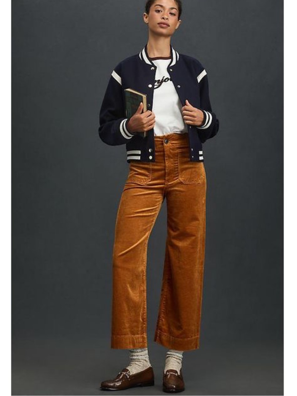 Anthropologie Maeve Pants Colette Cropped Wide Leg in Corduroy Camel Tan